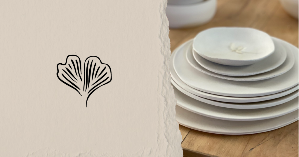 Picto de feuille de Ginko et vaisselle