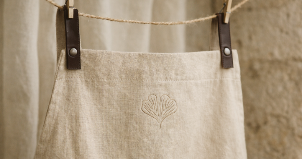 Tablier broderie ton sur ton