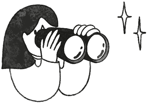 illustration femme qui regarde dans des jumelles